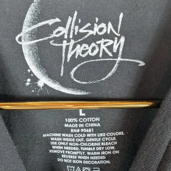 Collision Theory Wolf Moon Graphic Tee T-Shirt Black Green Short Sleeve Mens L - Picture 3 of 4